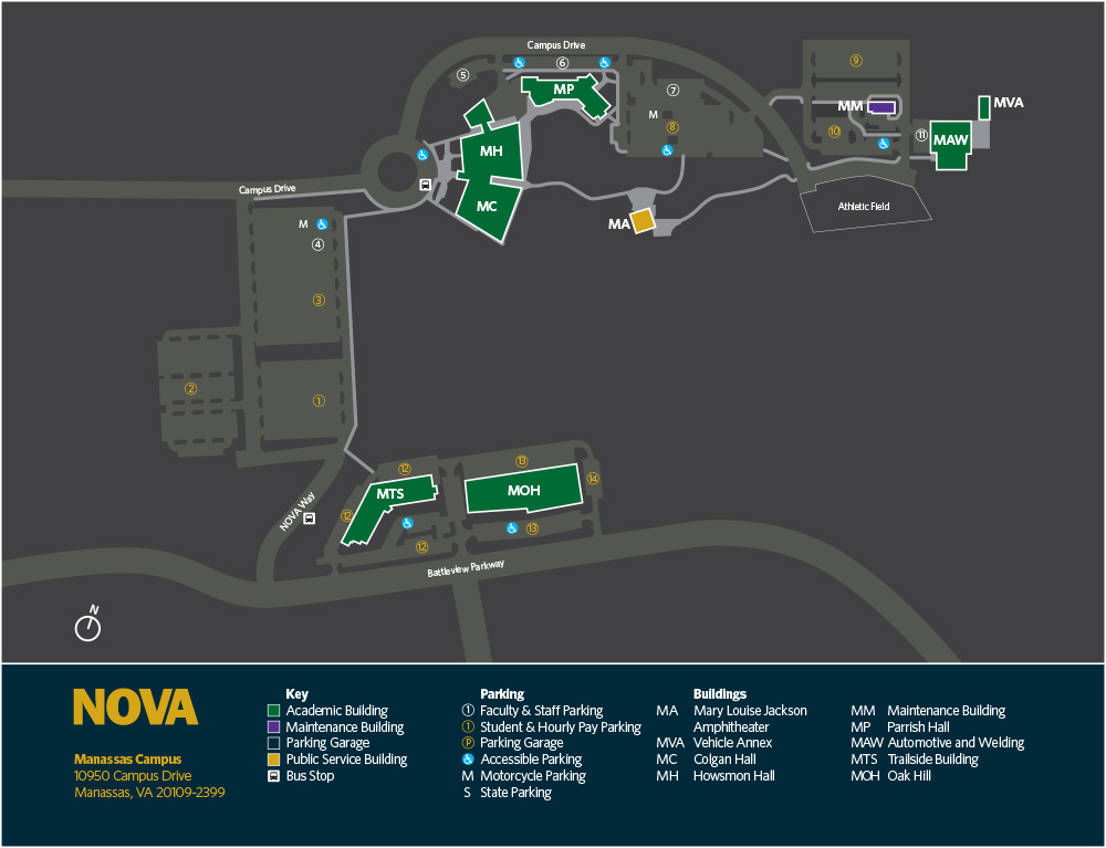 A map of NOVA's Manassas campus