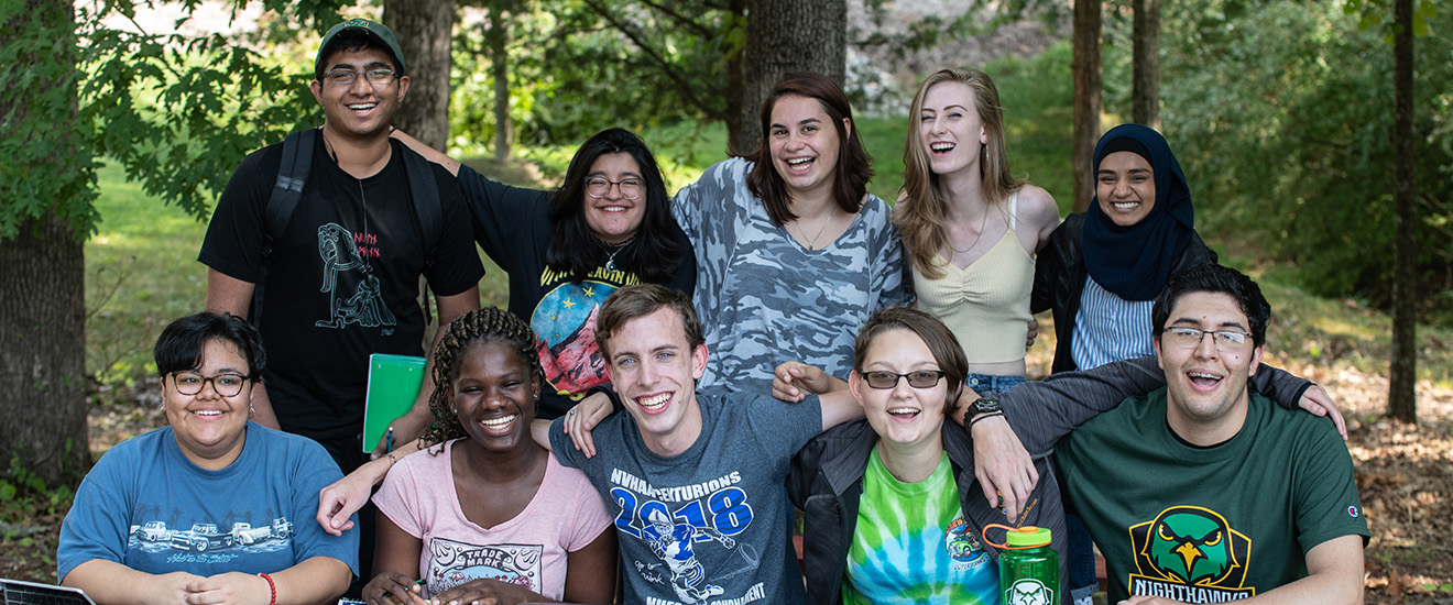 students gathered together having fun