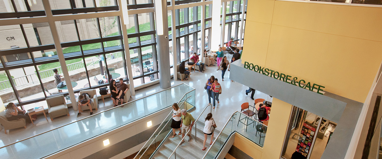 A view of the Annandale campus Bookstore from above