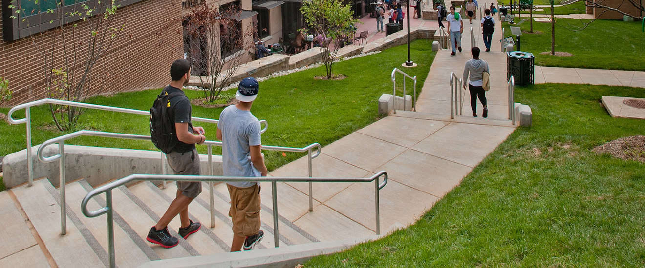 students walking on campus