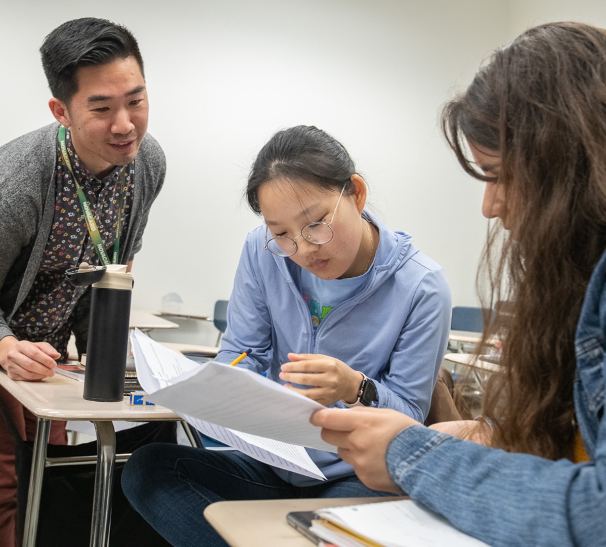 Three students studying together