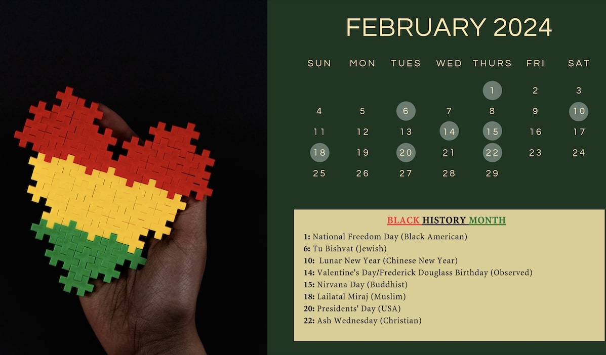 The February page of the Celebrate Diversity Everyday Calendar 2024