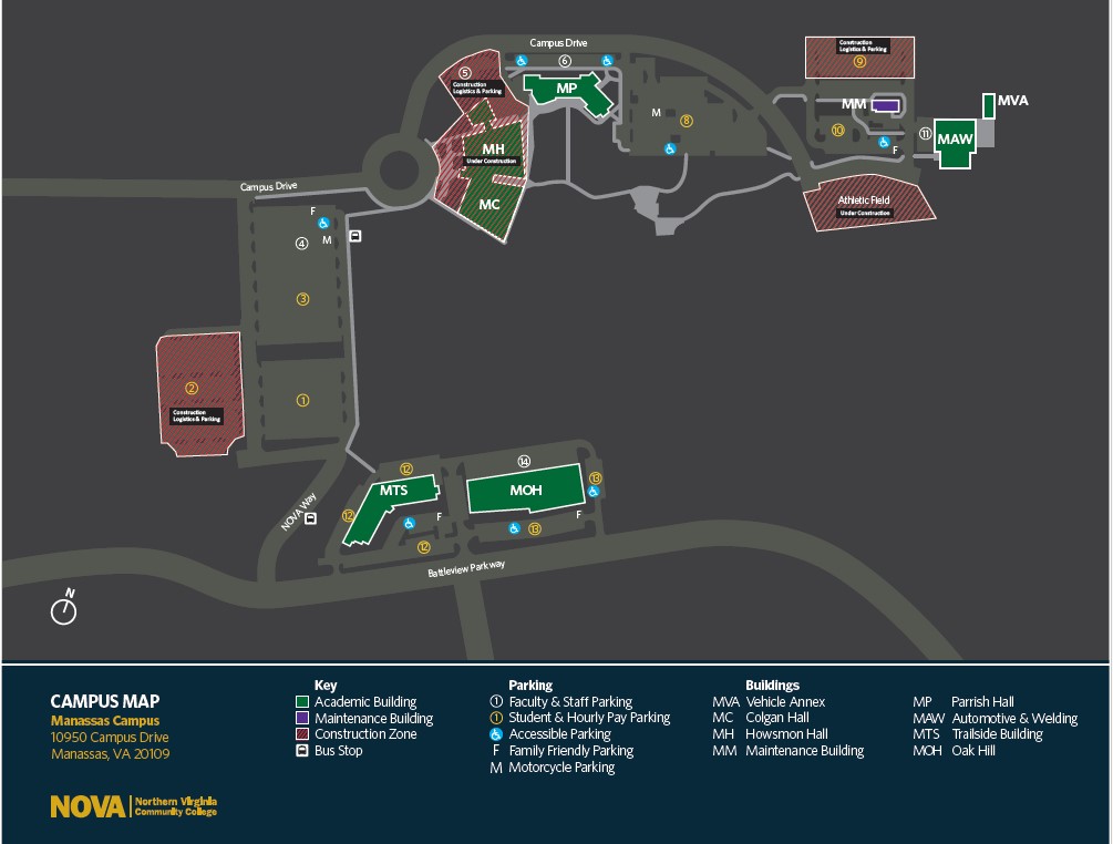 A map of NOVA's Manassas campus