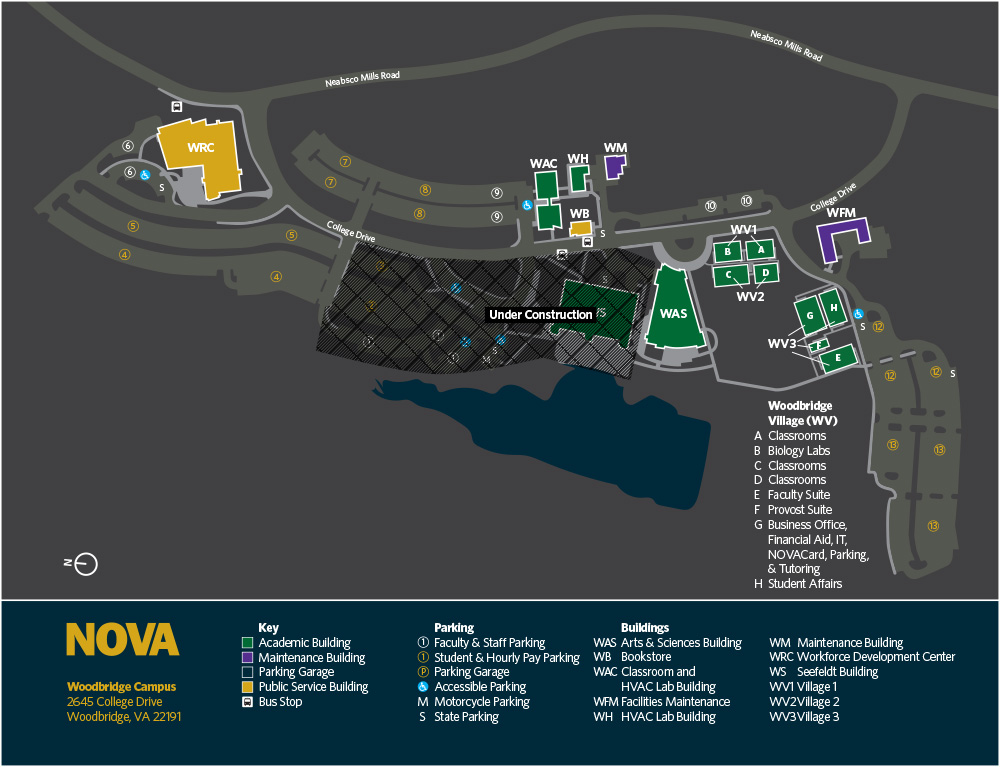 A map of NOVA's Woodbridge campus