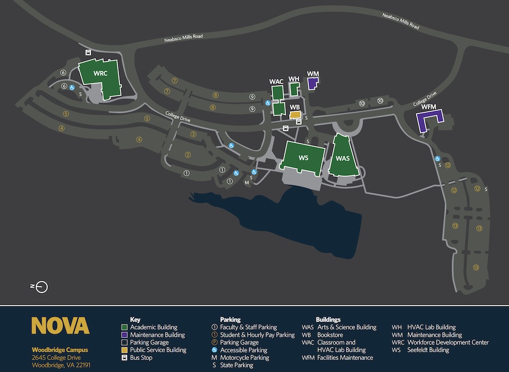 A map of NOVA's Woodbridge campus