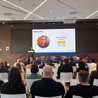 NVTC, NOVA and FCPS meet to announce new Aim High initiative.