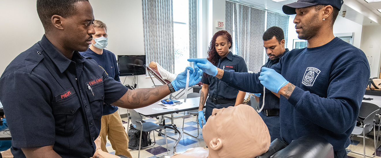 students using medical equipment
