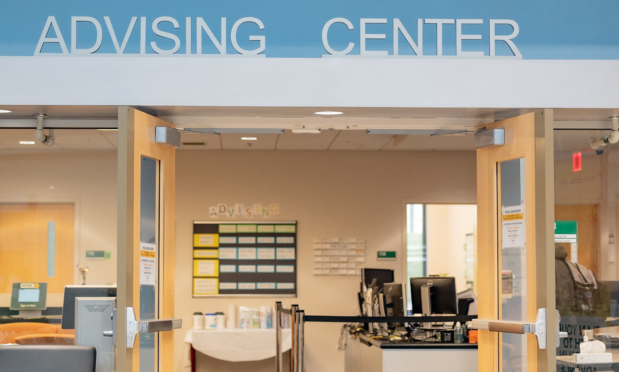 a picture of the advising center office