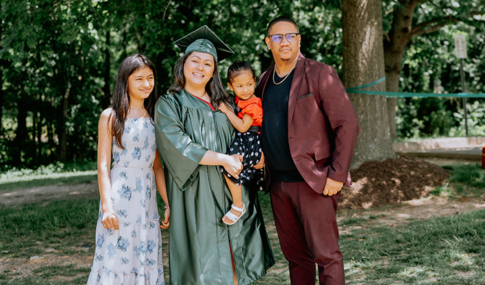 Family celebrating Commencement